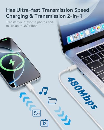 USB-C to Lightning Cable 1m 2 Pack – MFi Certified Braided iPhone Charging Cable