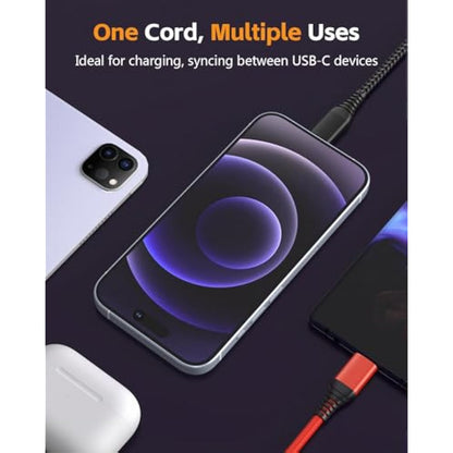 IDISON USB-C to USB-C Cable 2M 2-Pack | 100W Fast Charge | Braided Nylon | iPhone 15 & Samsung