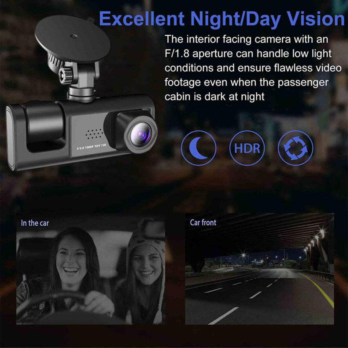 1080P Dual Lens Dash Cam with G-Sensor Front & Rear Car DVR Recorder