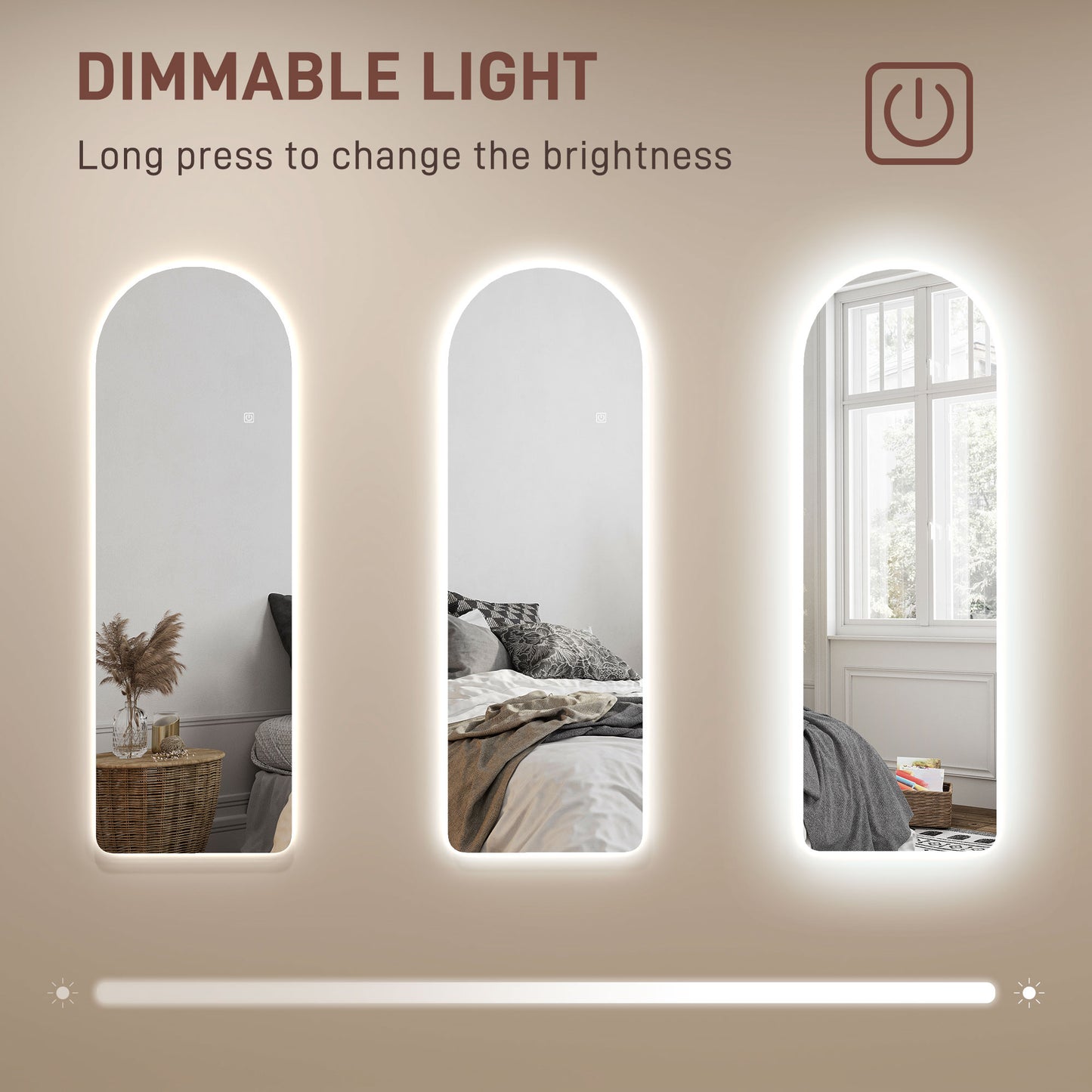 120 × 40cm Arch Full‑Length Mirror with LED Lights – Floor/Wall Mirror