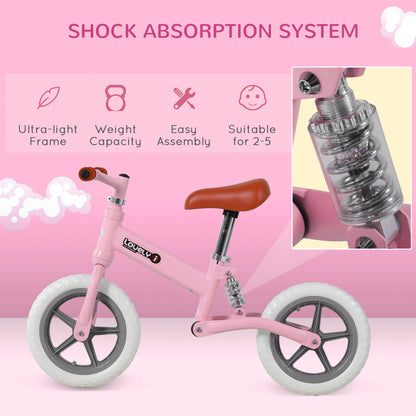 12" Kids Balance Bike | No Pedal Toddler Training Bike | Ages 2-5 | Pink