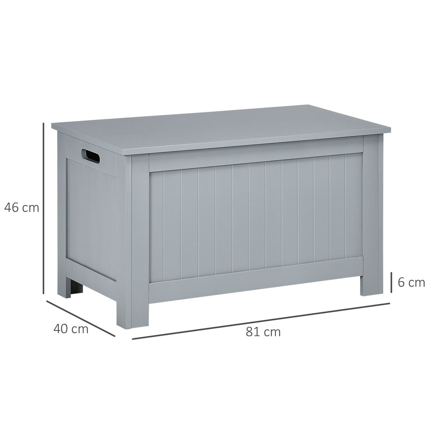 HOMCOM Grey Lift-Top Storage Chest | Toy Box & Blanket Storage Bench