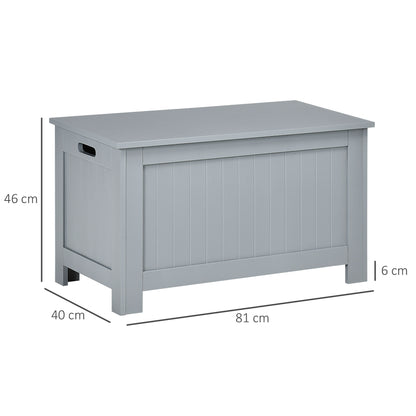 HOMCOM Grey Lift-Top Storage Chest | Toy Box & Blanket Storage Bench