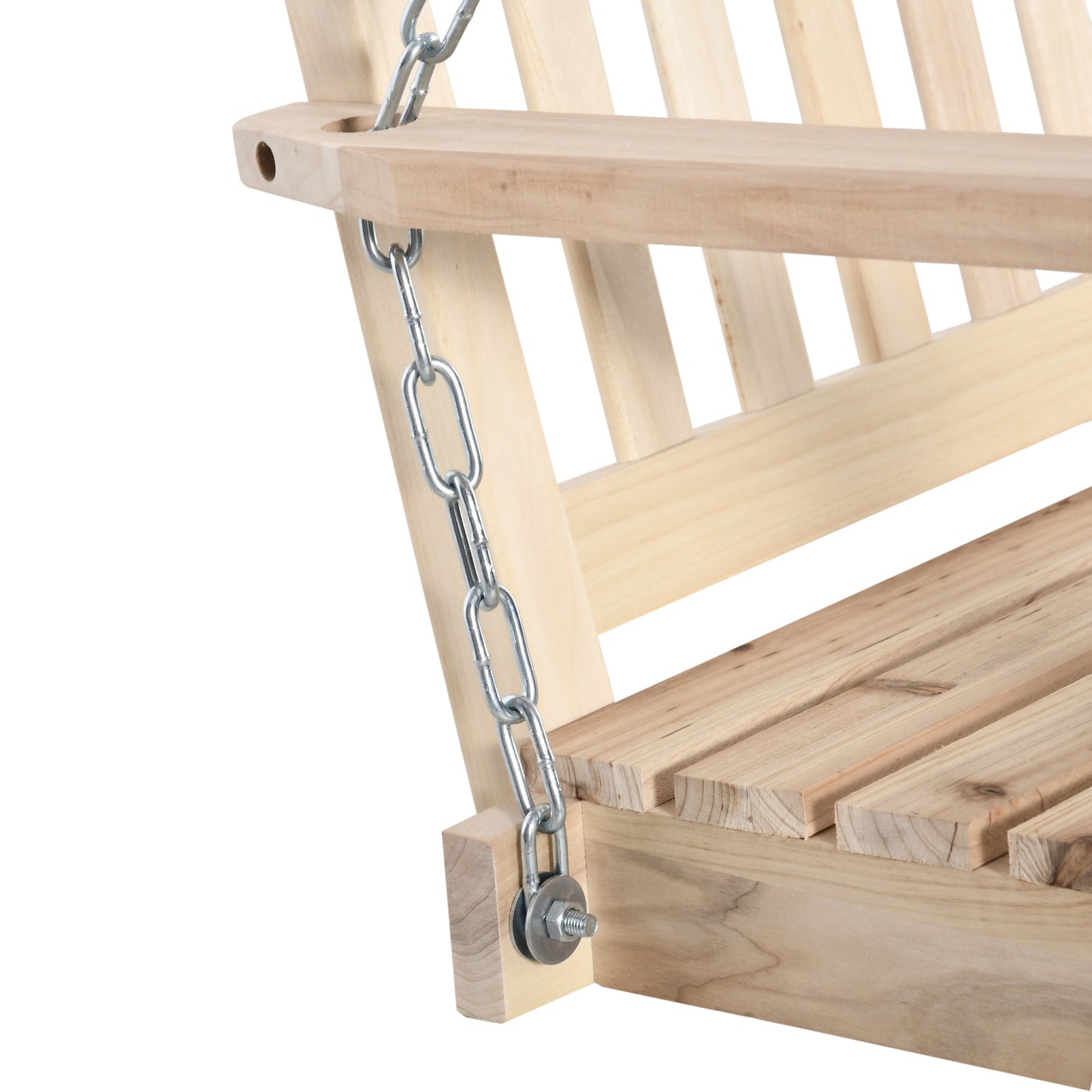 Outsunny 2-Seater Wooden Garden Swing Bench | Natural