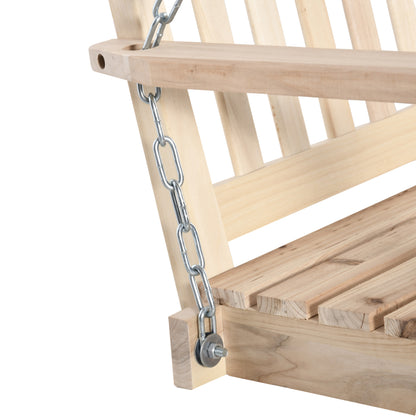 Outsunny 2-Seater Wooden Garden Swing Bench | Natural