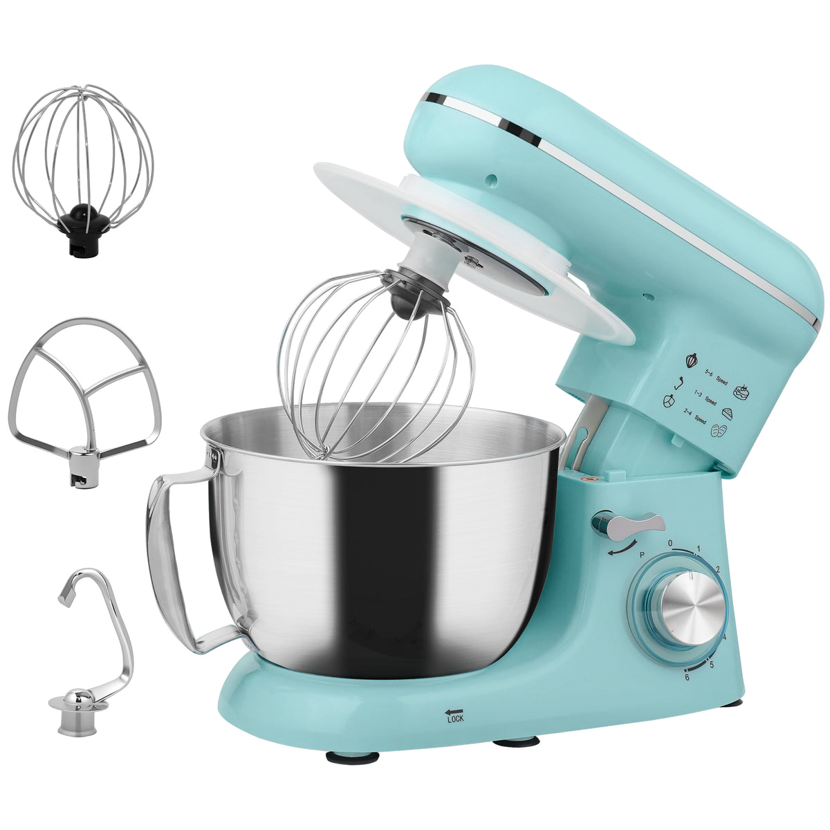 1300W Stand Mixer | 6-Speed Tilt-Head, Stainless Steel Bowl, Dough Hook, Whisk & Beater (Blue)
