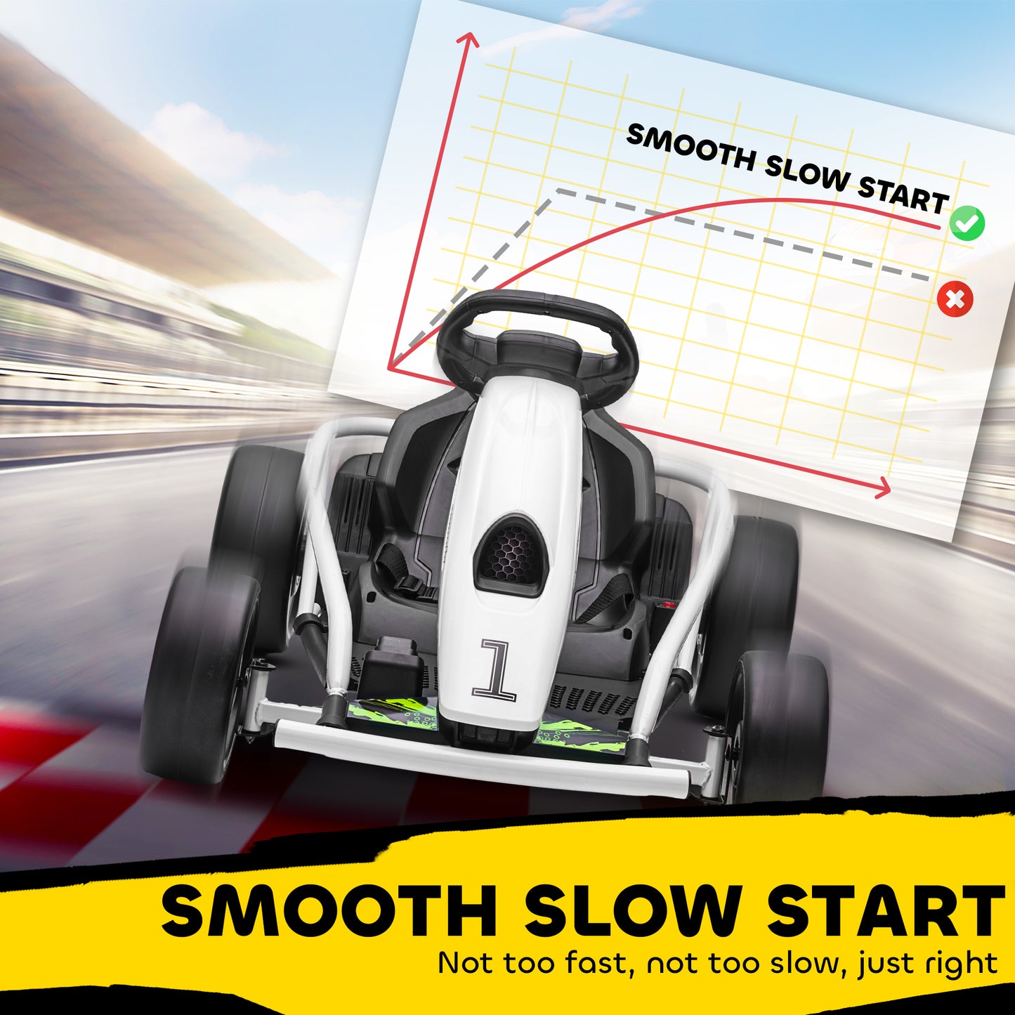HOMCOM 24V kids electric drift go-kart in white - product view 7