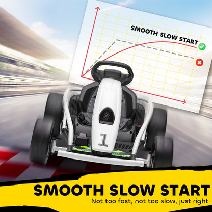 HOMCOM 24V kids electric drift go-kart in white - product view 7