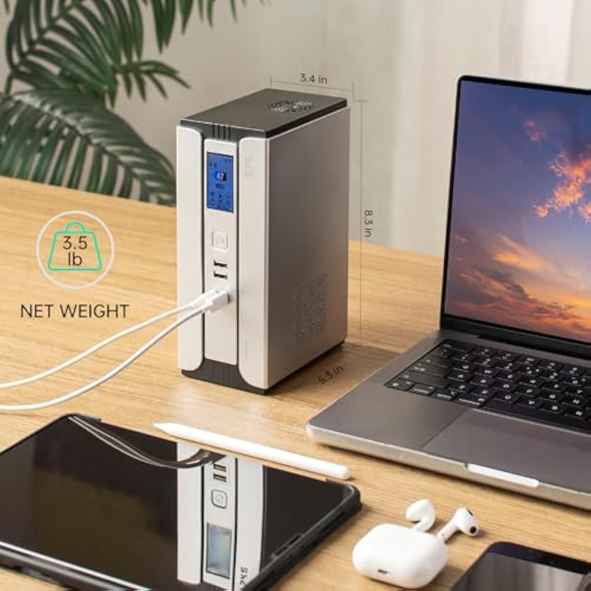 SKE Mini UPS for Router | 30000mAh Battery Backup & Surge Protector | USB-C & DC 9V/12V | UK