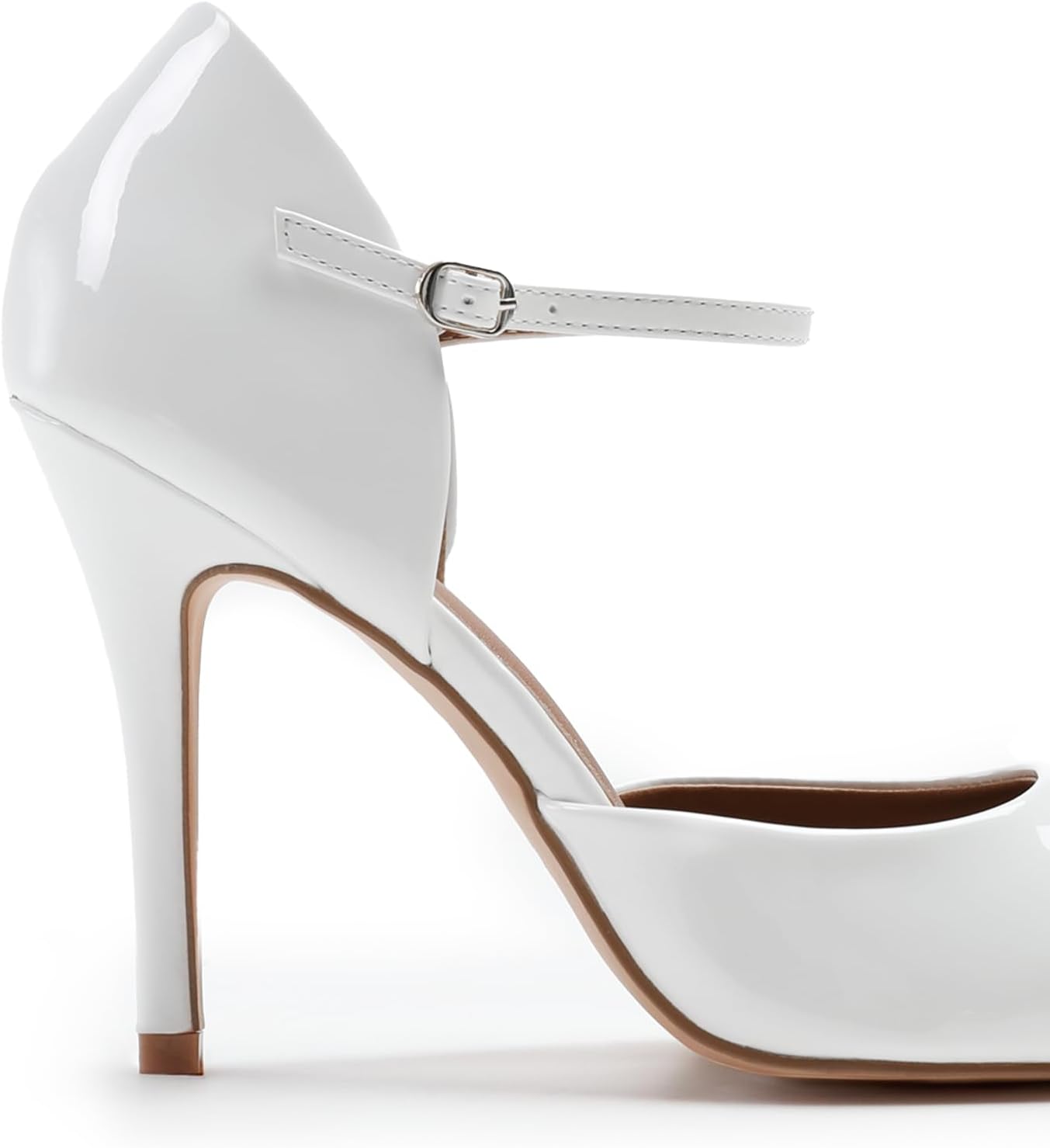 Women's High Heel Court Shoes - Vegan Pointed Toe Stiletto Pumps with Ankle Strap for Office & Occasions | UK