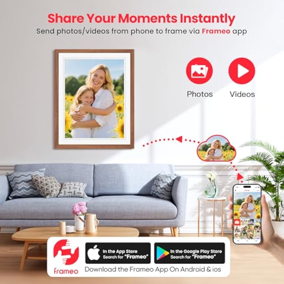 Frameo 15 Inch WiFi Digital Photo Frame – 32GB HD IPS Touchscreen with App Sharing