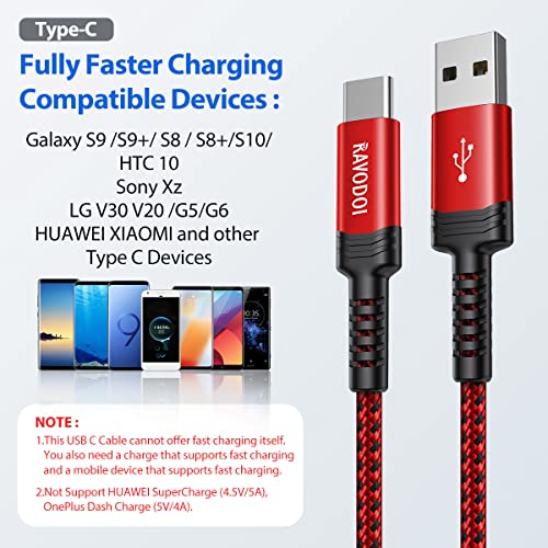 USB-C to USB-A Charging Cable 3-Pack | Nylon Braided, 3A Fast Charge — 1m, 1m & 2m (Grey, Red, Blue)