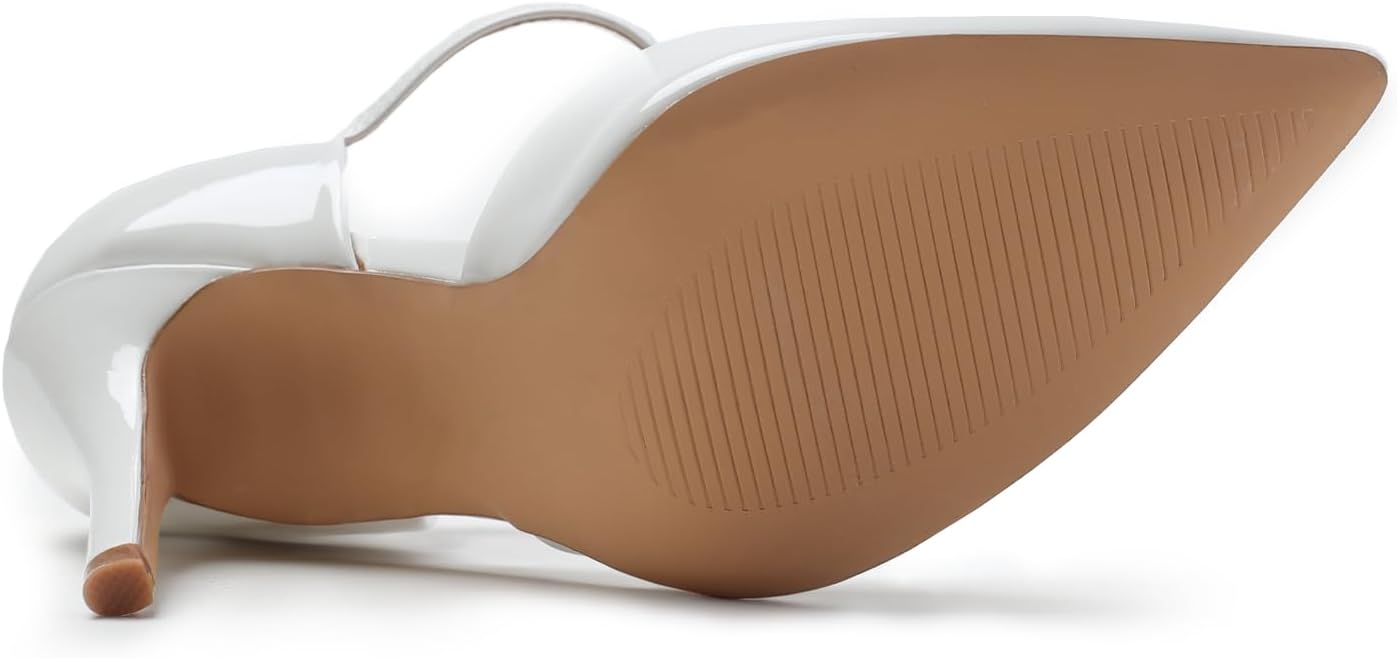 Women's High Heel Court Shoes - Vegan Pointed Toe Stiletto Pumps with Ankle Strap for Office & Occasions | UK