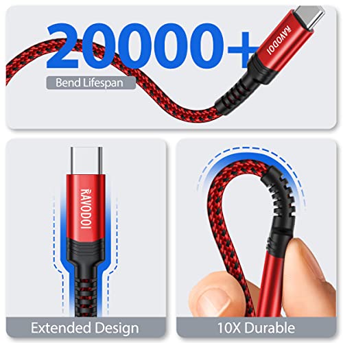 USB-C to USB-A Charging Cable 3-Pack | Nylon Braided, 3A Fast Charge — 1m, 1m & 2m (Grey, Red, Blue)