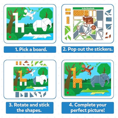 Tangram Sticker Puzzles for Kids | 150+ Foam Stickers, Educational Art & Craft Activity — Ages 4–7