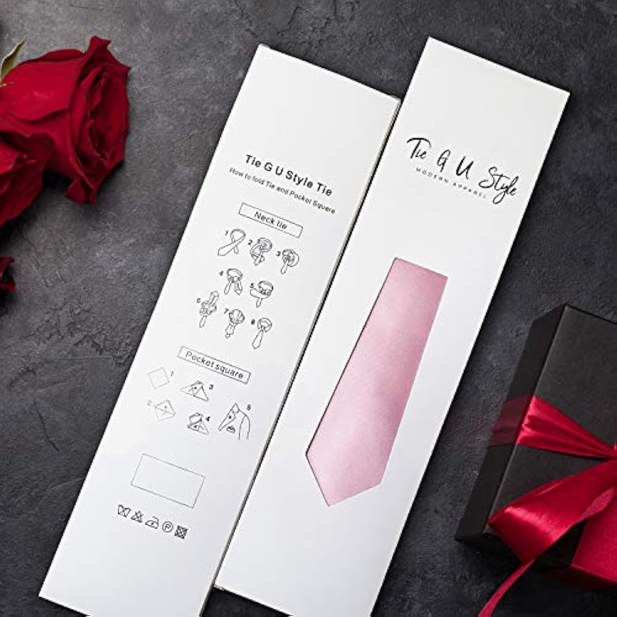 TIE G Satin Necktie & Pocket Square Gift Set | Solid Colour Formal Tie | Korean Fabric