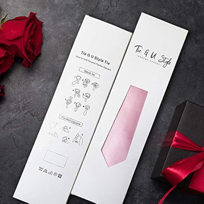 TIE G Satin Necktie & Pocket Square Gift Set | Solid Colour Formal Tie | Korean Fabric