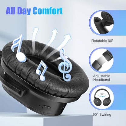 ZIHNIC Active Noise Cancelling Headphones | 50H Playtime | Wireless Bluetooth | Low Latency | Black