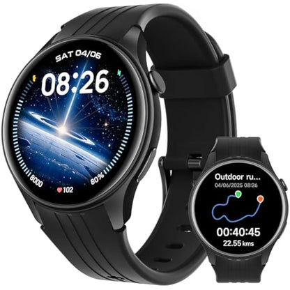 Parsonver Smart Watch with Built-in GPS | Bluetooth Calls | 100+ Sports | IP68 Waterproof | 43mm | Black