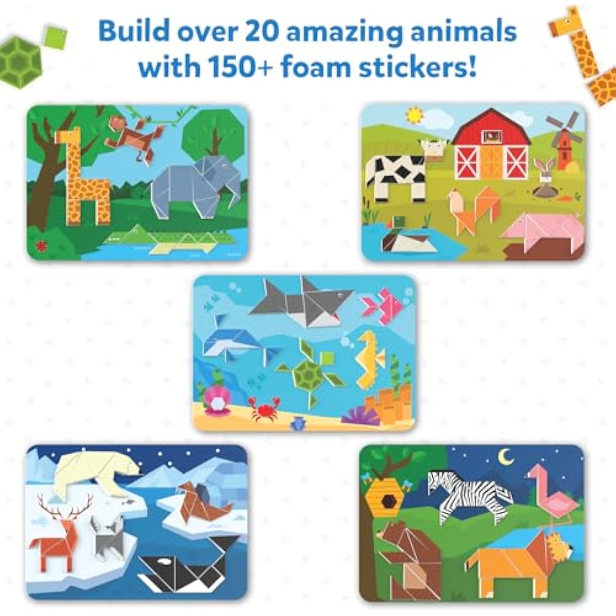 Tangram Sticker Puzzles for Kids | 150+ Foam Stickers, Educational Art & Craft Activity — Ages 4–7