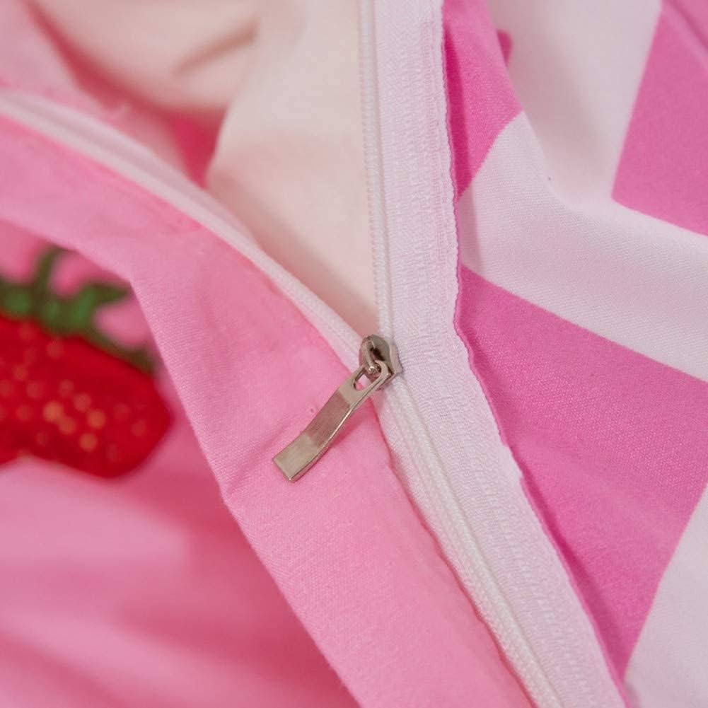 Strawberry Bedding Set - Cute Pink Girls Duvet Cover Super King | 3-Piece Microfiber Kids Bedding UK
