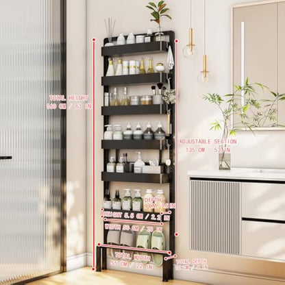 ABCOOL Behind Door Storage Organiser – 6 Tier Adjustable Hanging Basket Rack