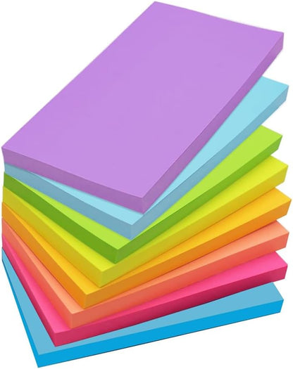 Large Sticky Notes 10 x 15 cm | 8 Bright Colours | 50 Sheets Per Pad | Strong Adhesive, Residue-Free | Choose 8-Pack (400 Sheets) or 12-Pack (400 Sheets)