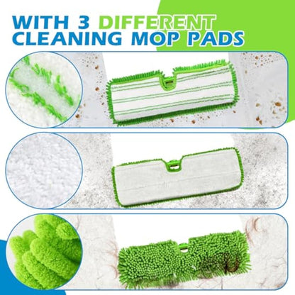 Masthome Flat Mop for Floor Cleaning – Double-Sided Microfibre Mop with 4 Washable Pads
