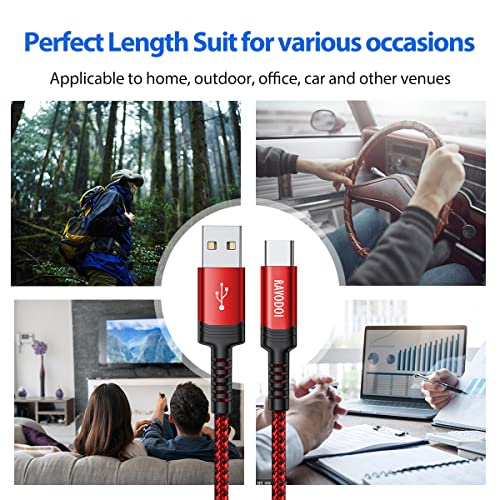 USB-C to USB-A Charging Cable 3-Pack | Nylon Braided, 3A Fast Charge — 1m, 1m & 2m (Grey, Red, Blue)