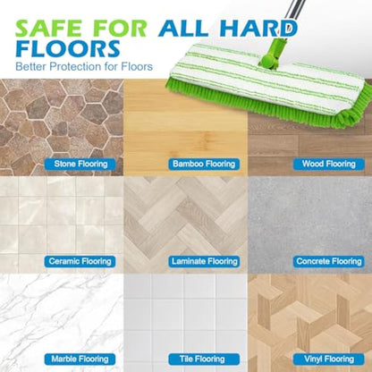 Masthome Flat Mop for Floor Cleaning – Double-Sided Microfibre Mop with 4 Washable Pads
