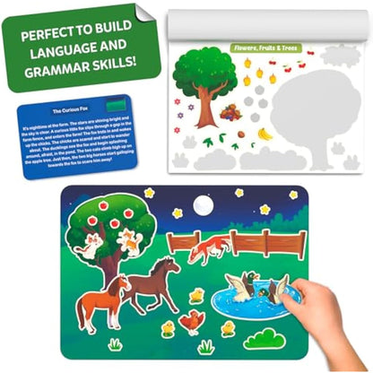 Kids Storytelling Activity Kit | 150+ Reusable Stickers, Mess-Free Creative Play — Ages 3–7