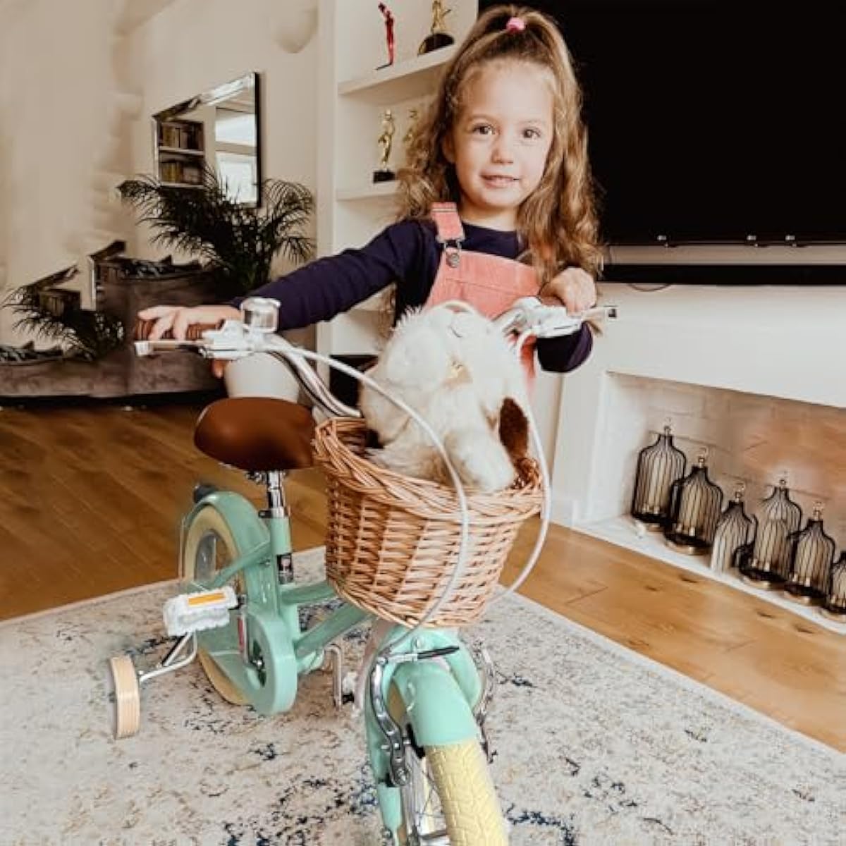 GLERC Little Molly Kids Retro Girls Bike with Basket, Stabilisers and Kickstand