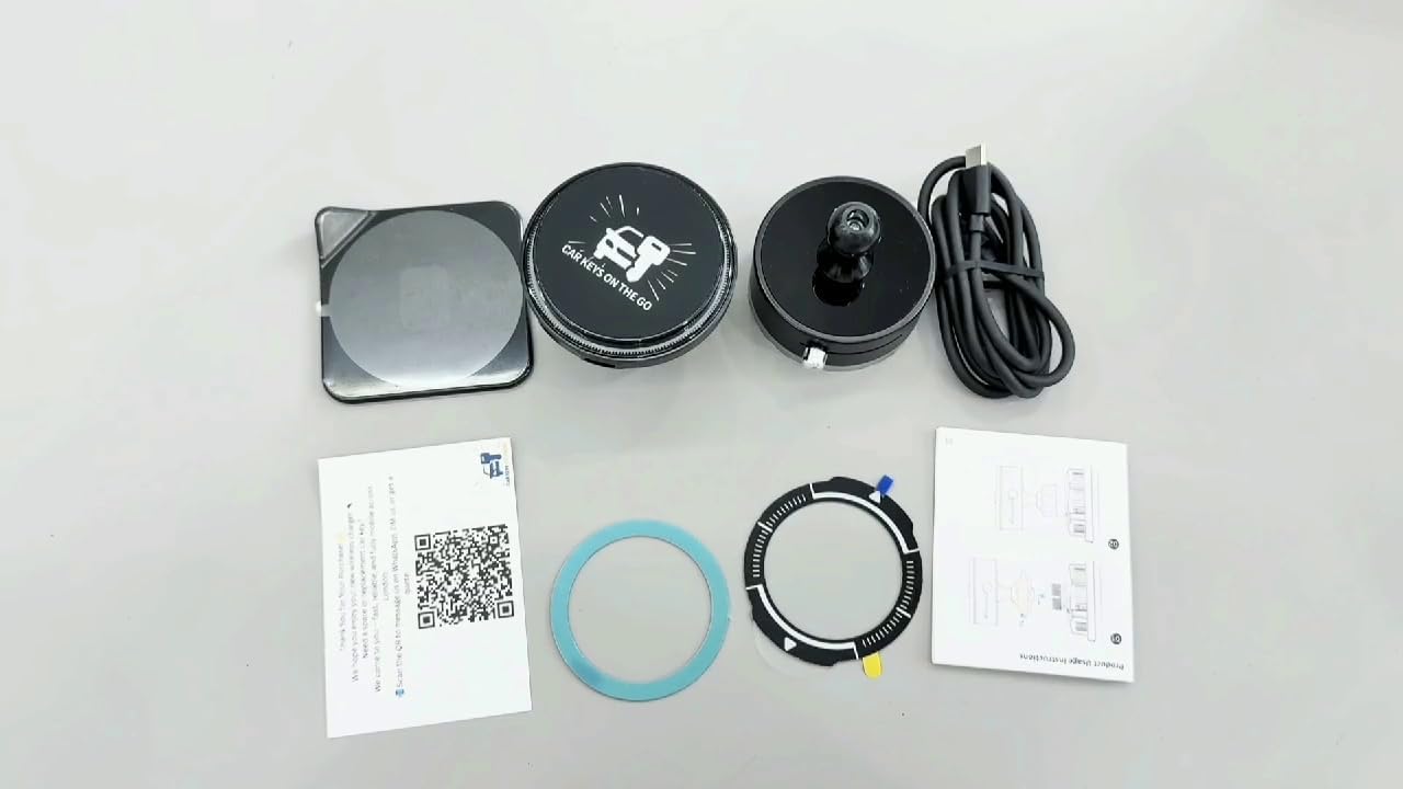 3‑in‑1 Wireless Car Charger with Cooling Fan – 15W Fast Charging Magnetic Phone Holder (Dashboard/Windscreen)