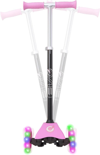 Evo Light‑Up Mini Cruiser Kids' Scooter – 3‑Wheel with LED Wheels, Adjustable Height | Ages 2–7 | Pink/Black | UK
