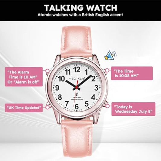 Atomic Talking Watch with Large Numbers – Self-Setting Watch with Expandable Strap