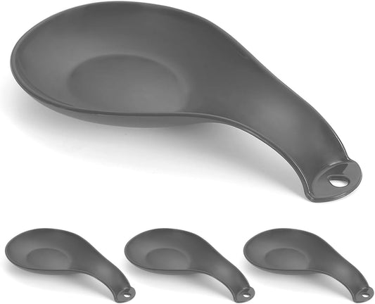 Grey Plastic Spoon Rest (4‑Piece Set) – Stove‑Top Utensil Holder for Spoons, Ladles, Tongs & Spatulas | Dishwasher Safe | UK