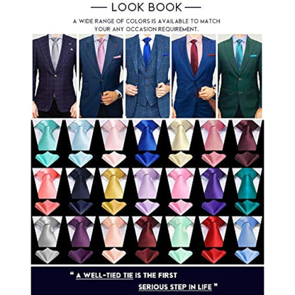 TIE G Satin Necktie & Pocket Square Gift Set | Solid Colour Formal Tie | Korean Fabric