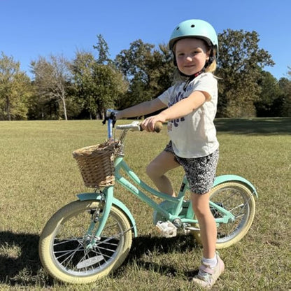 GLERC Little Molly Kids Retro Girls Bike with Basket, Stabilisers and Kickstand