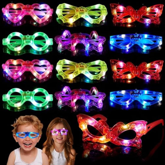 12PCS Light-Up Party Glasses – Colourful Novelty Glasses for Kids & Teens