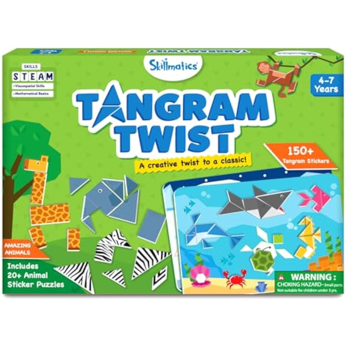 Tangram Sticker Puzzles for Kids | 150+ Foam Stickers, Educational Art & Craft Activity — Ages 4–7