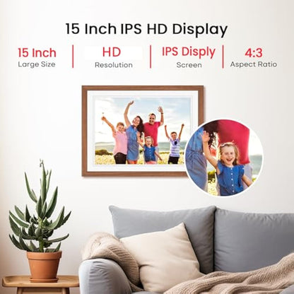 Frameo 15 Inch WiFi Digital Photo Frame – 32GB HD IPS Touchscreen with App Sharing