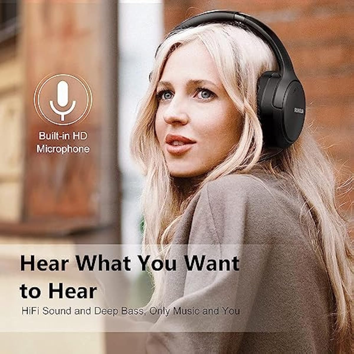 RUNOLIM Hybrid Active Noise Cancelling Headphones, Wireless Over Ear Bluetooth Headphones with Microphone, 70H Playtime, Foldable Wireless Headphones with HiFi Audio, Deep Bass for Home Travel Office