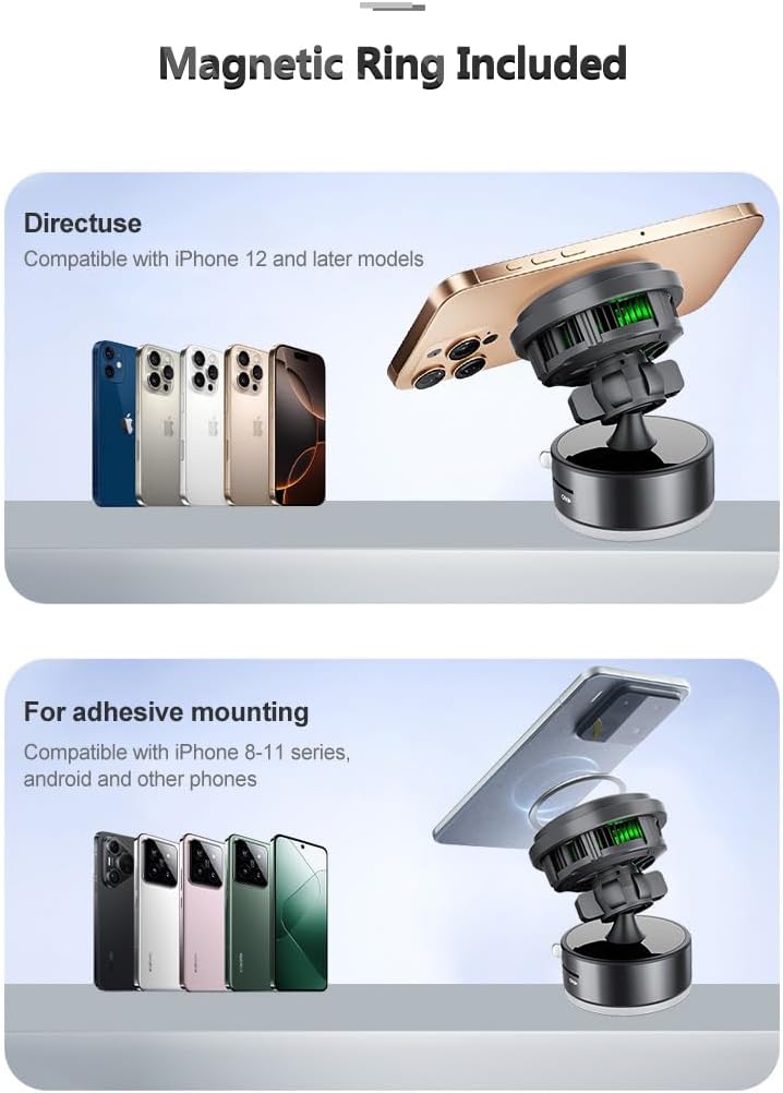 3‑in‑1 Wireless Car Charger with Cooling Fan – 15W Fast Charging Magnetic Phone Holder (Dashboard/Windscreen)