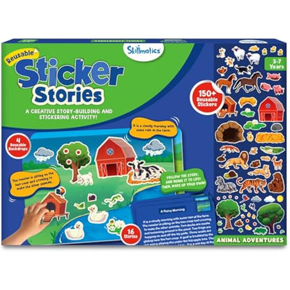 Kids Storytelling Activity Kit | 150+ Reusable Stickers, Mess-Free Creative Play — Ages 3–7