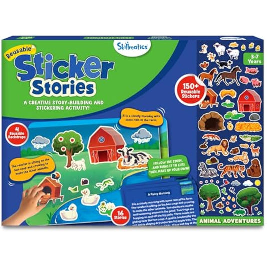 Kids Storytelling Activity Kit | 150+ Reusable Stickers, Mess-Free Creative Play — Ages 3–7