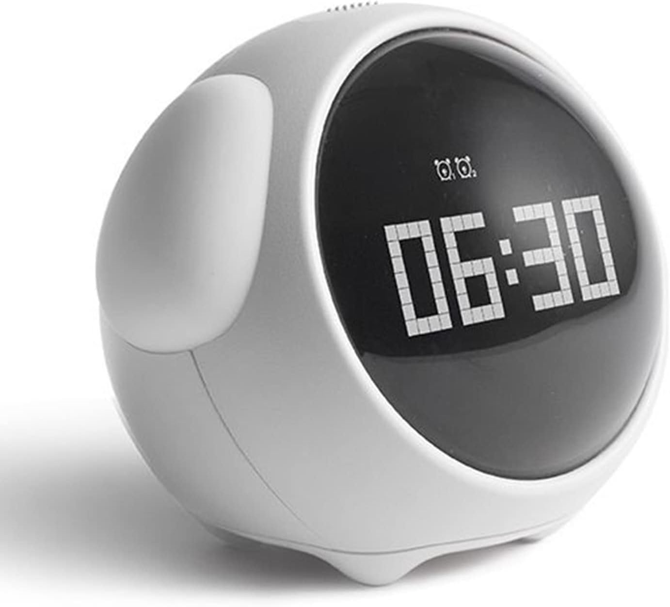Kids Alarm Clock with Night Light & Sleep Trainer | USB Rechargeable, Emoji Face, Voice Activated — Pink