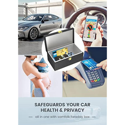 Faraday Box 3-Piece Set | Car Key Signal Blocker, RFID Anti-Theft Protection with Phone & Key Pouches