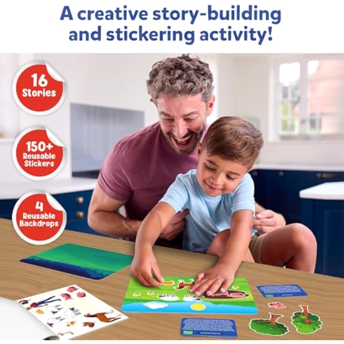 Kids Storytelling Activity Kit | 150+ Reusable Stickers, Mess-Free Creative Play — Ages 3–7