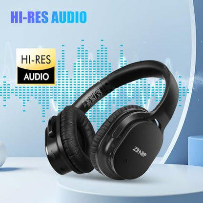 ZIHNIC Active Noise Cancelling Headphones | 50H Playtime | Wireless Bluetooth | Low Latency | Black