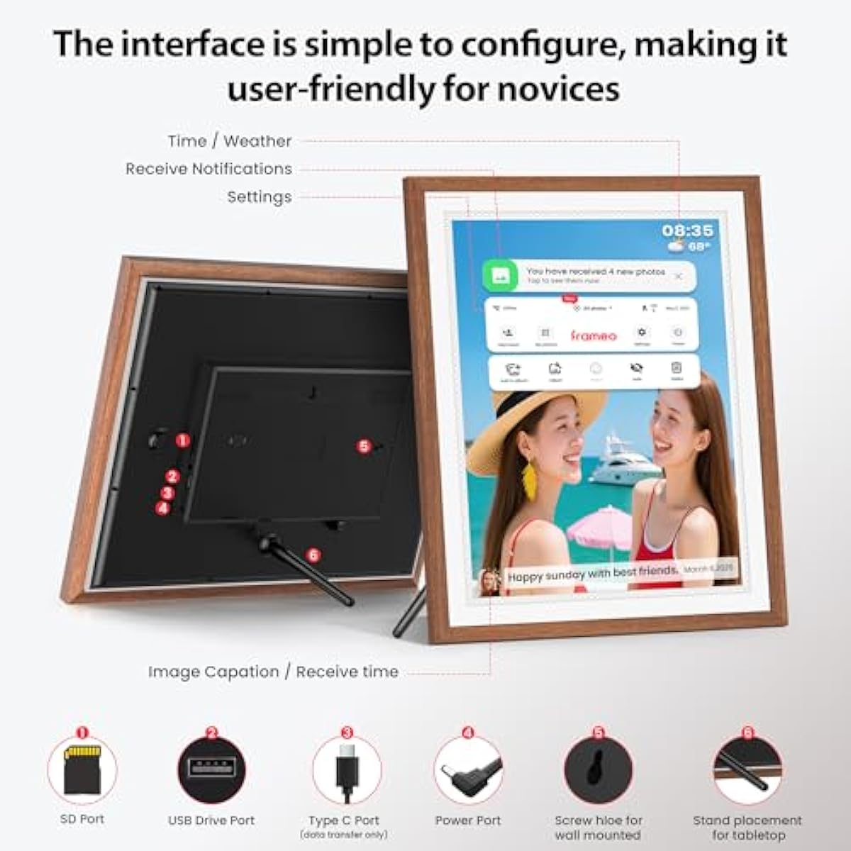 Frameo 15 Inch WiFi Digital Photo Frame – 32GB HD IPS Touchscreen with App Sharing